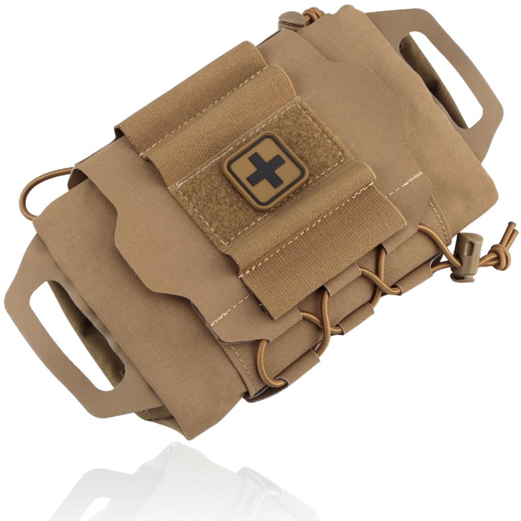 MILQUEST Medical Pouch for MOLLE Off Your First EDC Pouch Airsoft, Compatible, "Show Gear," Aid, Utility, Tactical, (Coyote Brown)
