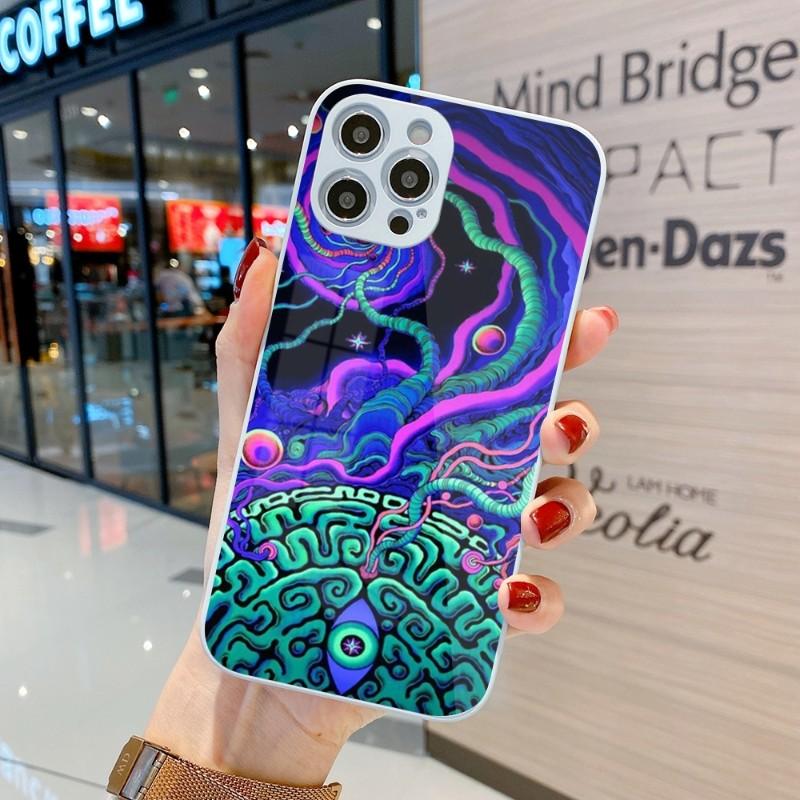 Coole seltsame Kunst-Telefonhülle für iPhone 14 13 12 11 Pro Max X XR XS 8 7 Plus Flüssigglas-Farbtelefonabdeckung