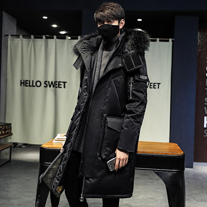 Homens de inverno para baixo jaqueta moda masculina para baixo jaqueta grossa e quente roupas masculinas seção estendida jaqueta quente parka