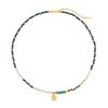Baroque Small Silver Bar Freshwater Pearl Necklace Temperament Fashion Indian Agate Green Crystal Beaded Necklace Women