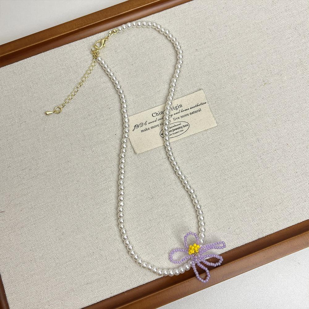 Handmade Imitation Pearl Necklace Jewelry Beads Choker Fashion Flower Necklace  Party