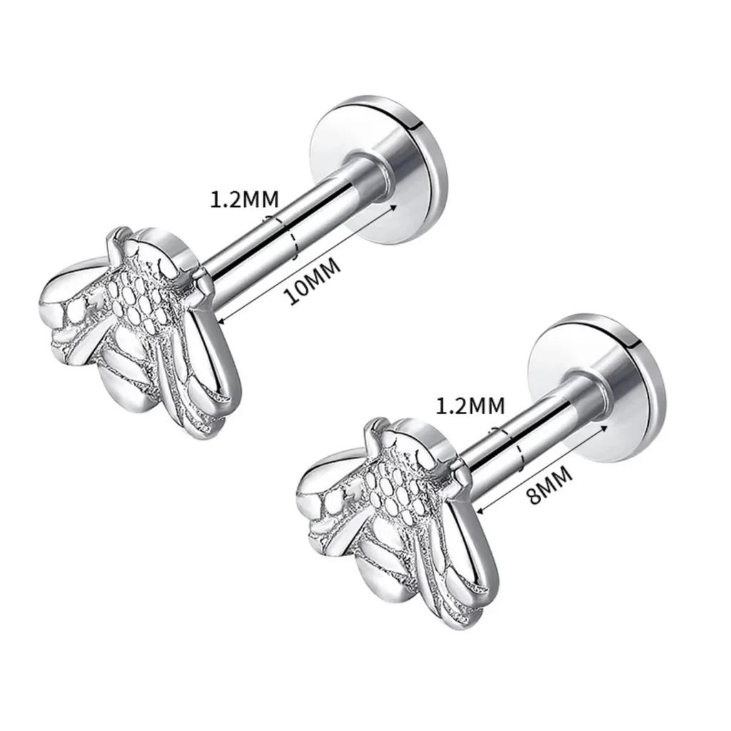 Titanium Stud Earrings Internal Thread Labret Little Bee Lip Ear Studs Rings Tragus Cartilage Helix Piercing Body Jewelry