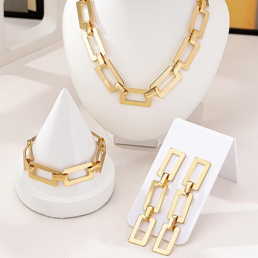 Fashion Geometric Necklace Earrings Bracelet Set