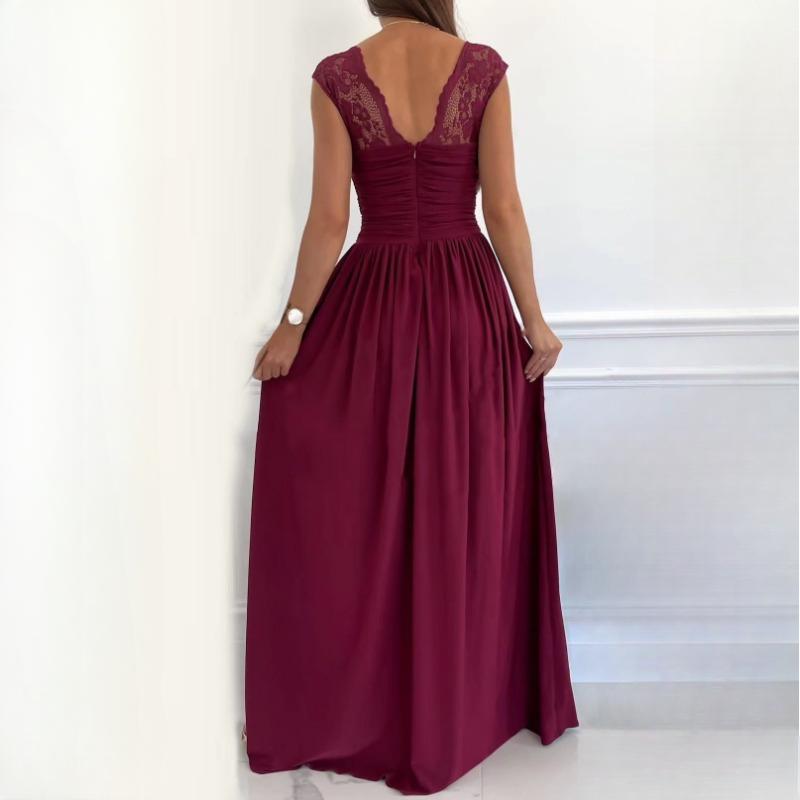 Sleeveless Lace Backless Hem Split Women's Dresses