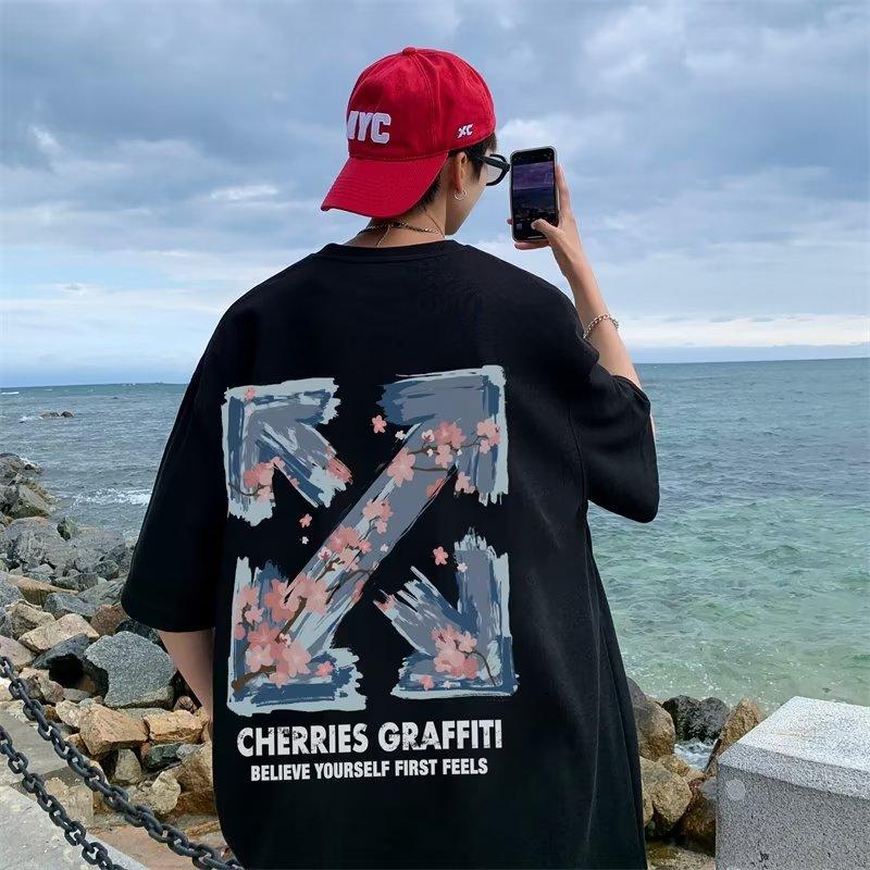 

M-5XL мужские хлопковые футболки с короткими рукавами футболки с буквенным графическим принтом повседневная футболка для мужчин с круглым вырезом в стиле ретро