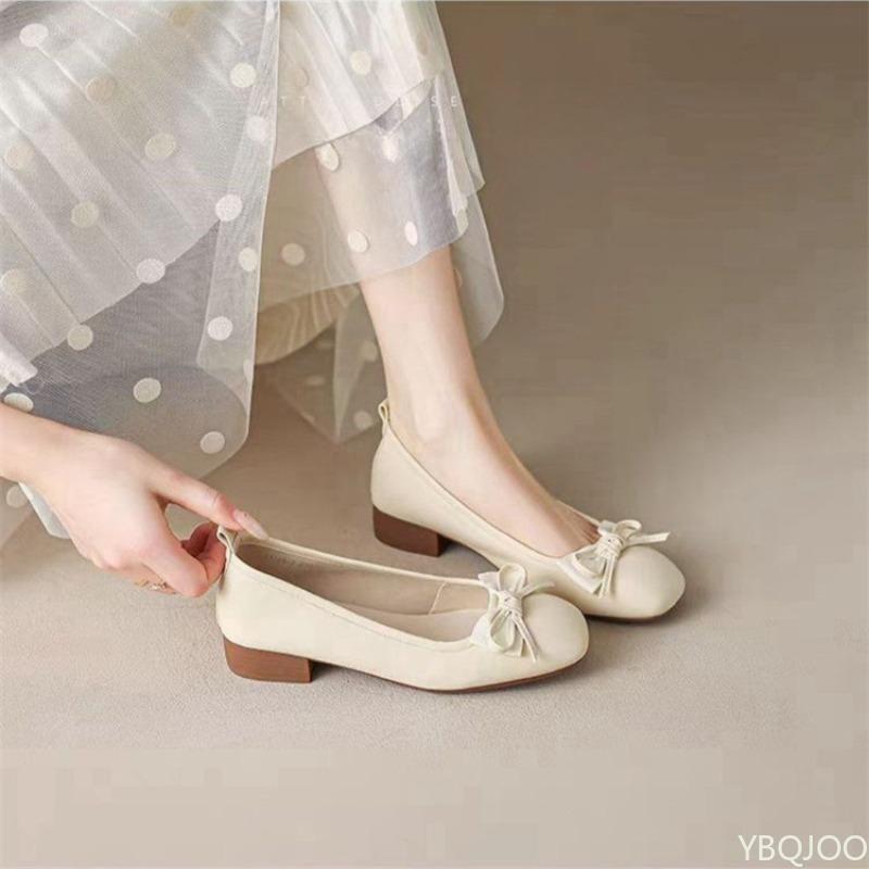 Fashion Summer New Soft Soled Square Heel Women's Shoes Shallow Mouth Comfortable Low Heel Fashionable Versatile Women's Shoes