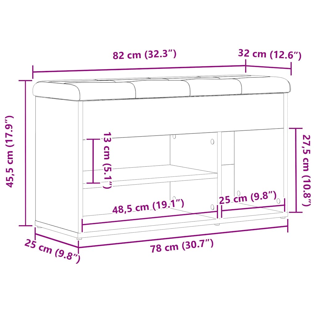 Shoe Bench with Shelf Black 80 x 30 x 45 cm Engineered Wood