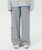 Yk Wide Check Elastic Waist Pants Brown