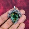 Grüner Türkisanhänger aus Kupfer, 925er Sterlingsilberschmuck, Edelsteinanhänger, Geschenk für sie, handgefertigter zierlicher Schmuck