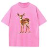 T-shirt Grafiche da Donna con Cervo Felice, Cerbiatto, Animale, Lusso, Designer, alla Moda e Trendy da Uomo, Camicia Morbida Lavata da Uomo
