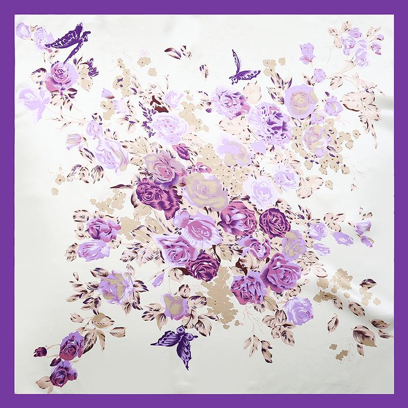 

Высококачественные роскошные шелковые шарфы, повязка на голову, шарфы, шейный шарф для женщин, шелковый шарф с цепочкой, женская декоративная шаль 90*90cm фиолетовый