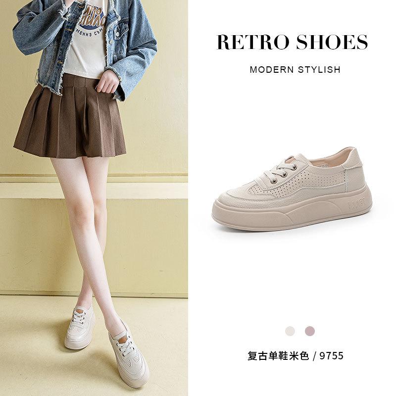 

Korean version of thick-soled retro casual shoes, children s summer versatile inner height increase, small white shoes, breathable board shoes, soft 35