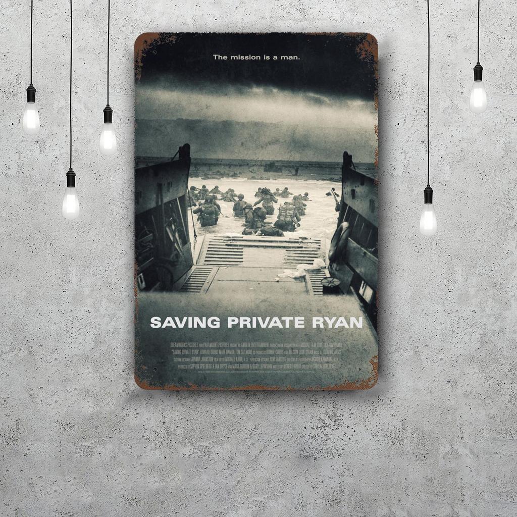Saving Private Ryan Movie Decor Poster Vintage Tin Sign Metal Sign Decorative Plaque for Pub Bar Man Cave Club Wall Decoration