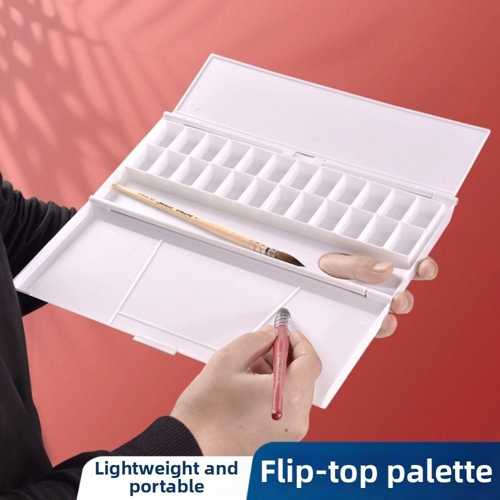 24 Grids Watercolor Pigment Box Foldable Watercolor Mixing Tray Color Mixing Pallet Travel