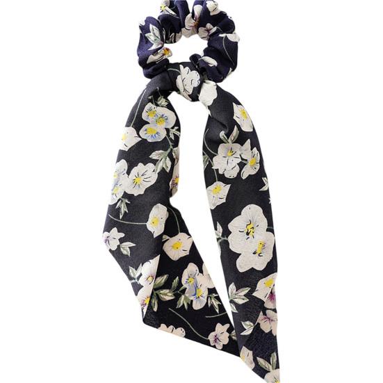 Hair Tie Floral Print Long Ribbon Hair Rope Easy to Wear Bun Half-Tied Hairstyles Ponytail Holder Hair Accessory