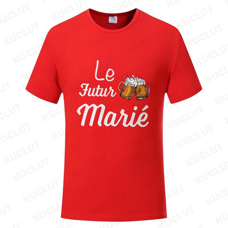 French Evg Team Married Tops Single Farewell Bachelor Party T Shirt Future Groom Man Tshirt Fashion Beer Graphic Wedding Tees