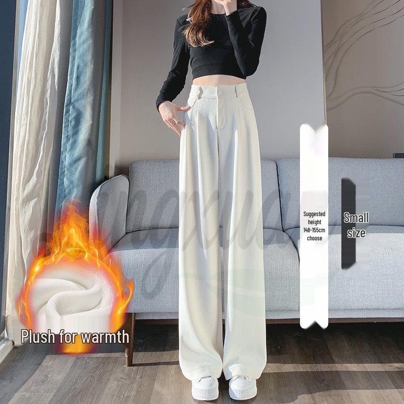 European Cotton Velvet Wide-Leg High-Waisted Women's Corduroy Pants for Autumn/Winter - Drapey, Casual, Floor-Length.