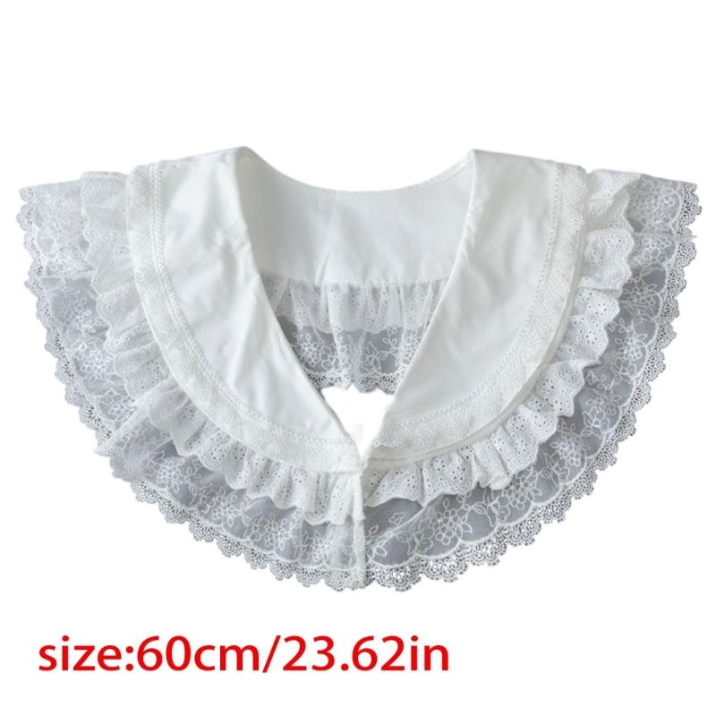French Design Double Layer Detachable Collar for Women Girl Elegant Ruffle Lace Collar Neckpiece For Clothes Enhancement