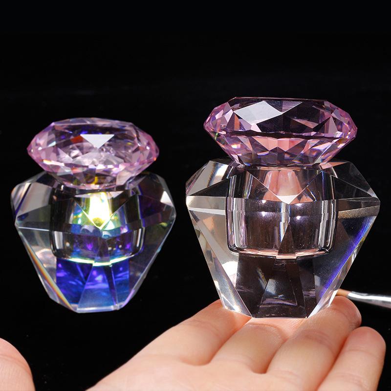 1 szt. Akrylowy płyn do naczyń tęczowy przezroczysty szklany kubek z pokrywką miseczka do pudru akrylowego zestaw narzędzi do zdobienia paznokci