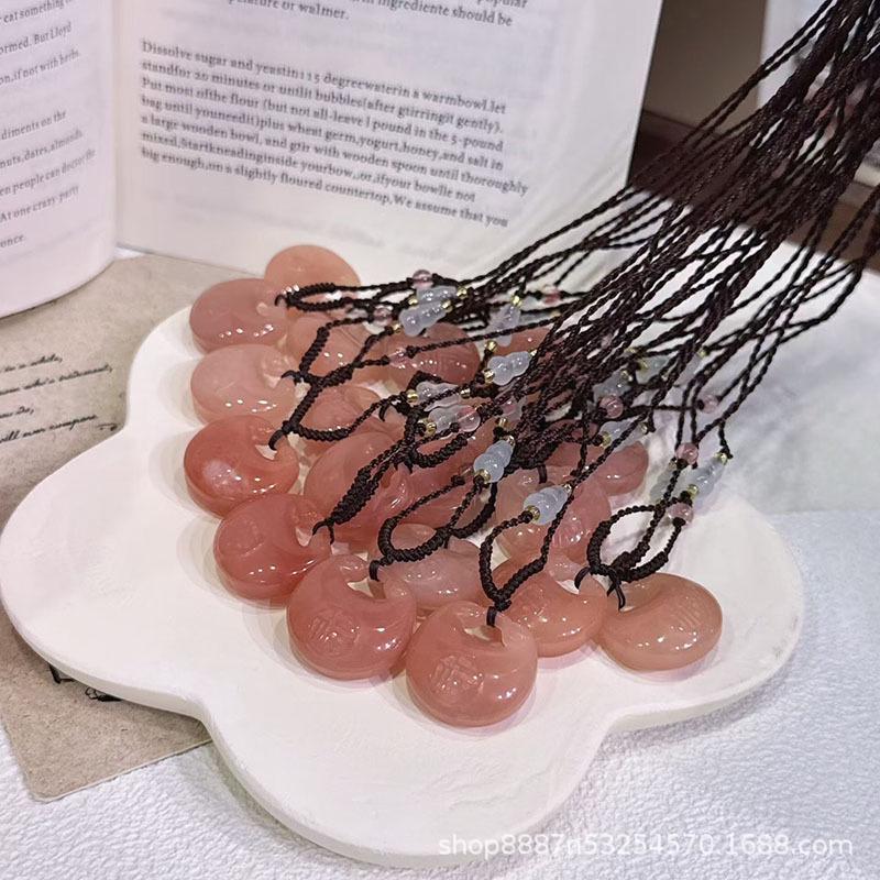 Natural Golden Silk Jade Peach Blossom Pendant - Trendy Accessory for Couples and Family Gifts