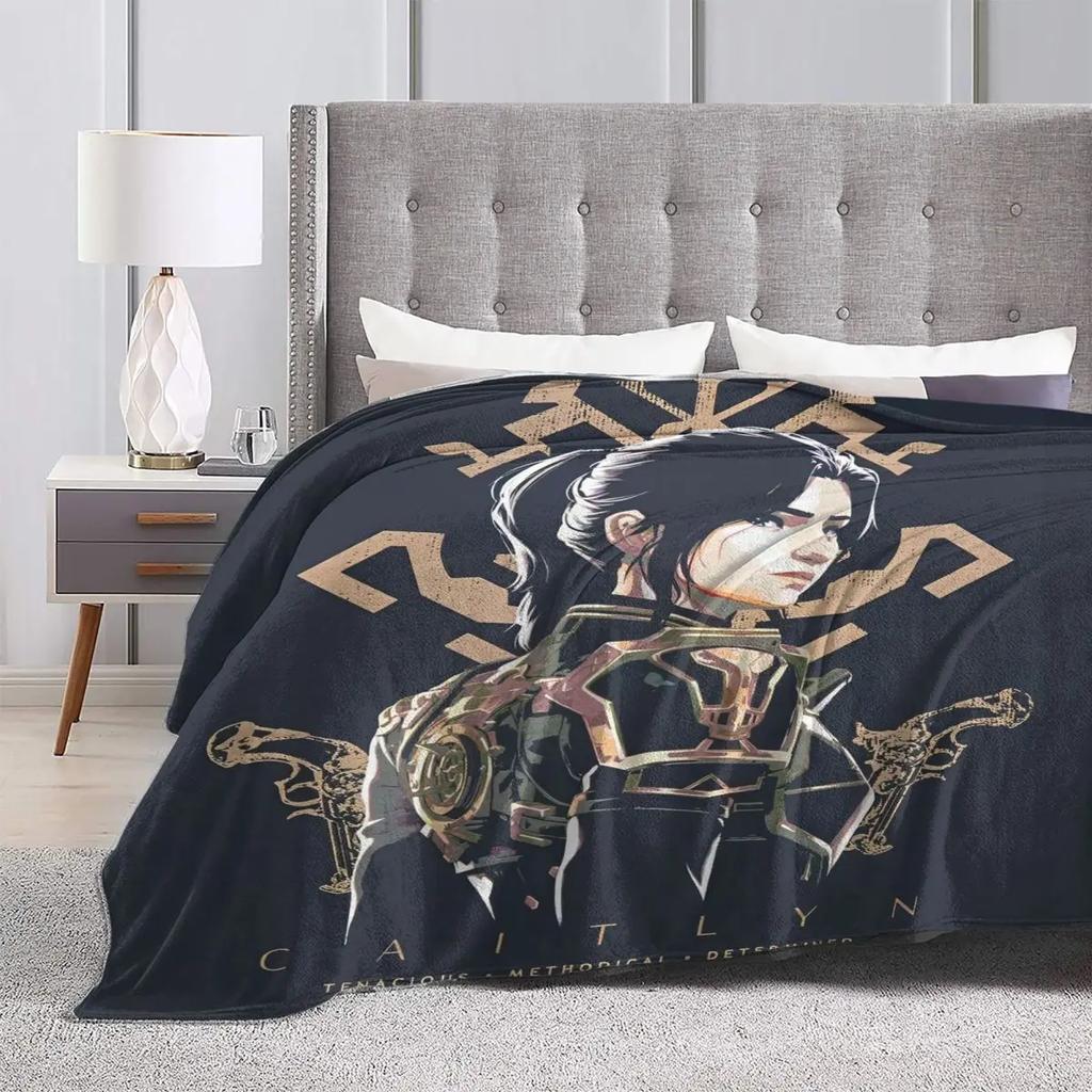 Arcane Caitlyn Game Flannel Blanket Warm Soft Throw Blanket for Outdoor Picnic Print Bedspread Sofa Bed Cover
