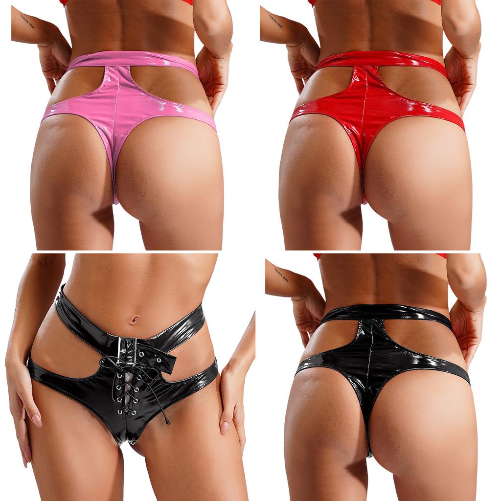 Ženy Dívky Teplé šortky Kožené kalhotky Výstřih Šněrovací šortky Dámské spodní prádlo Noční prádlo Spodní prádlo Rave Party Clubwear