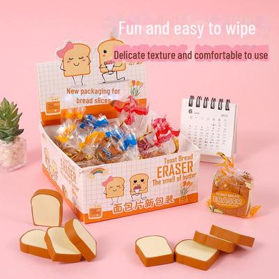 Creative Toast Eraser - Cute Cartoon Stationery for Students, Crumb-Free and Fun!