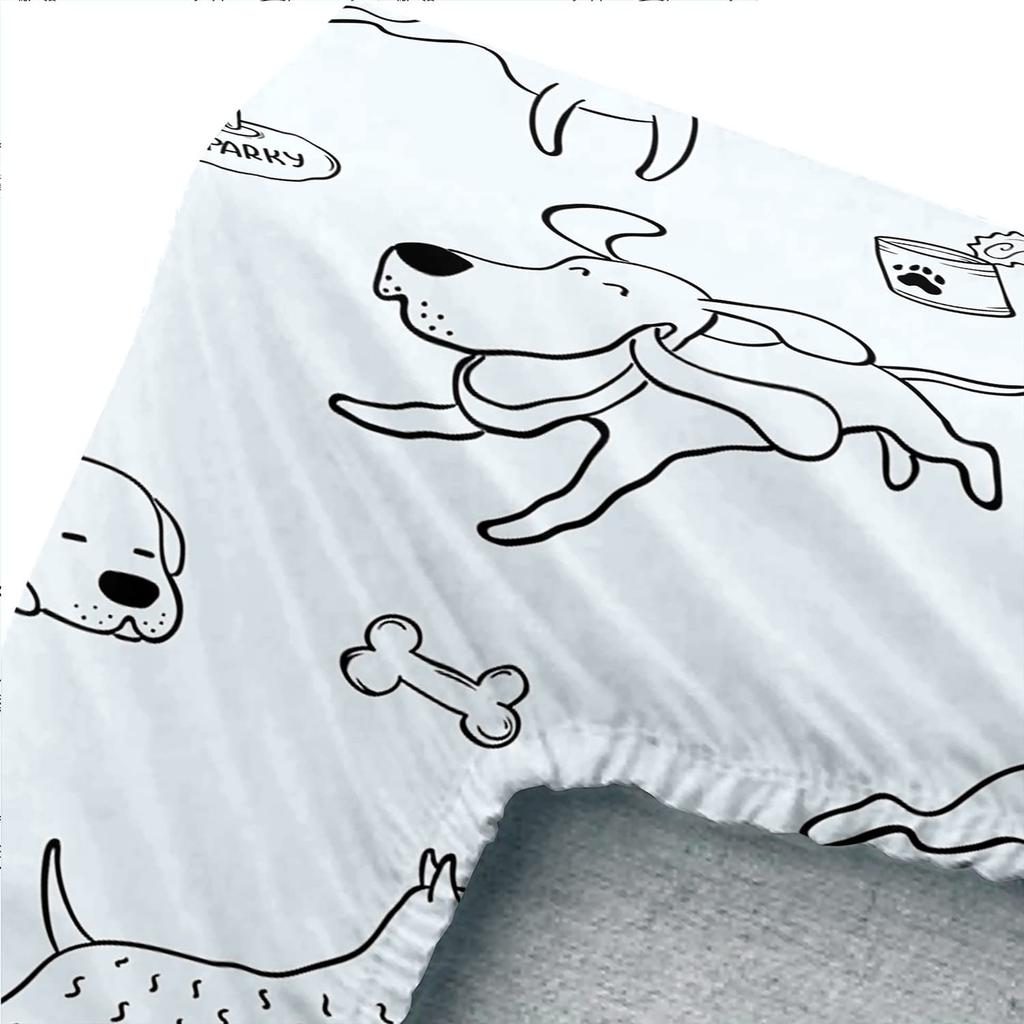 Cartoon Animal Puppy Pattern Bed Hat Four-Piece Bedding Set Bedroom Dormitory Bedding Decoration
