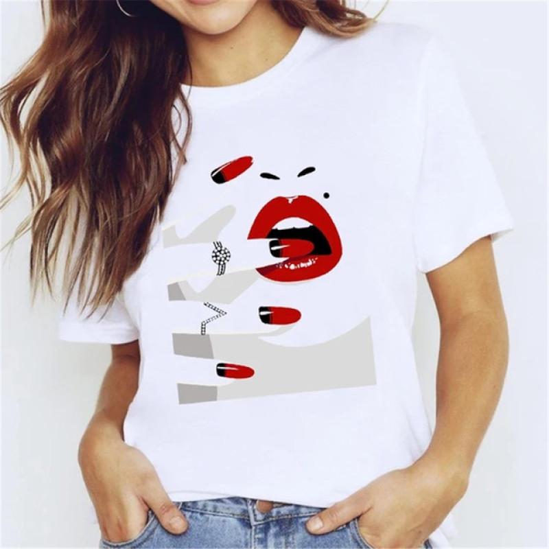 T Shirt for Women Teens Tees Cartoon Kawaii Trend Fingernail Nail Art Unisex Clothes Vintage Men Streetwear Daily Style Fashion