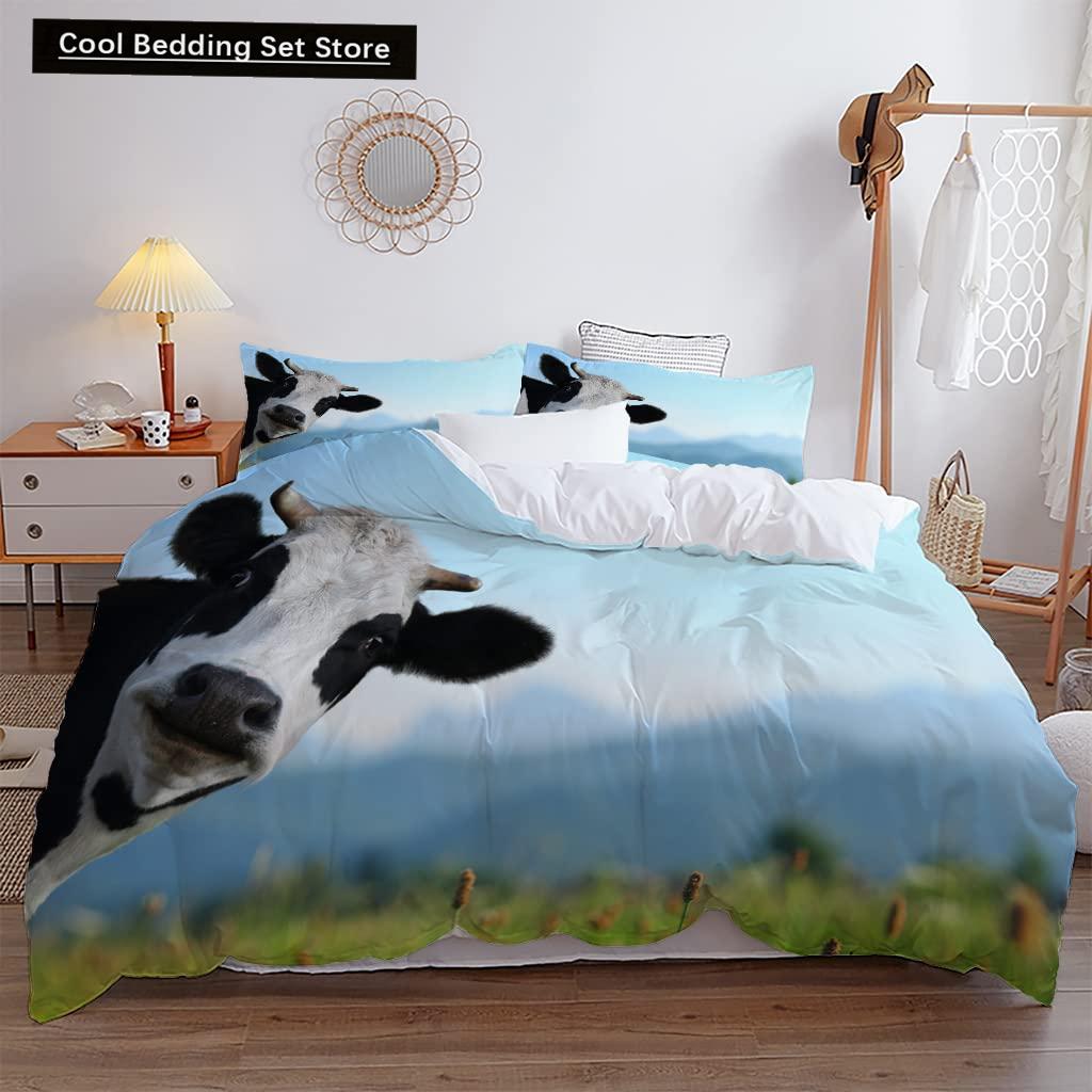 Comforter Cow Herd Pattern King Queen Bedding Set Highland Bull Farm Animal Dairy Cattle Comforter Polyester