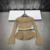 French Elegant Spring Knit Cardigan: Solid Color, Round Neck, Slimming Waist-Cinch, Long Sleeve, Versatile Top