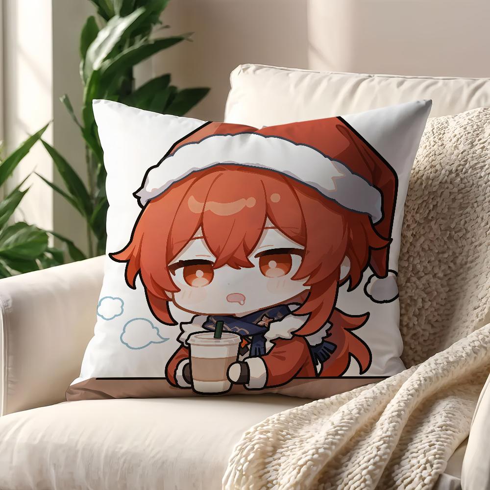 Genshin Impact Christmas a Game cushion cover Pillow Cover Decoration Room Home Sofa living Office Car Nordic Simplicity