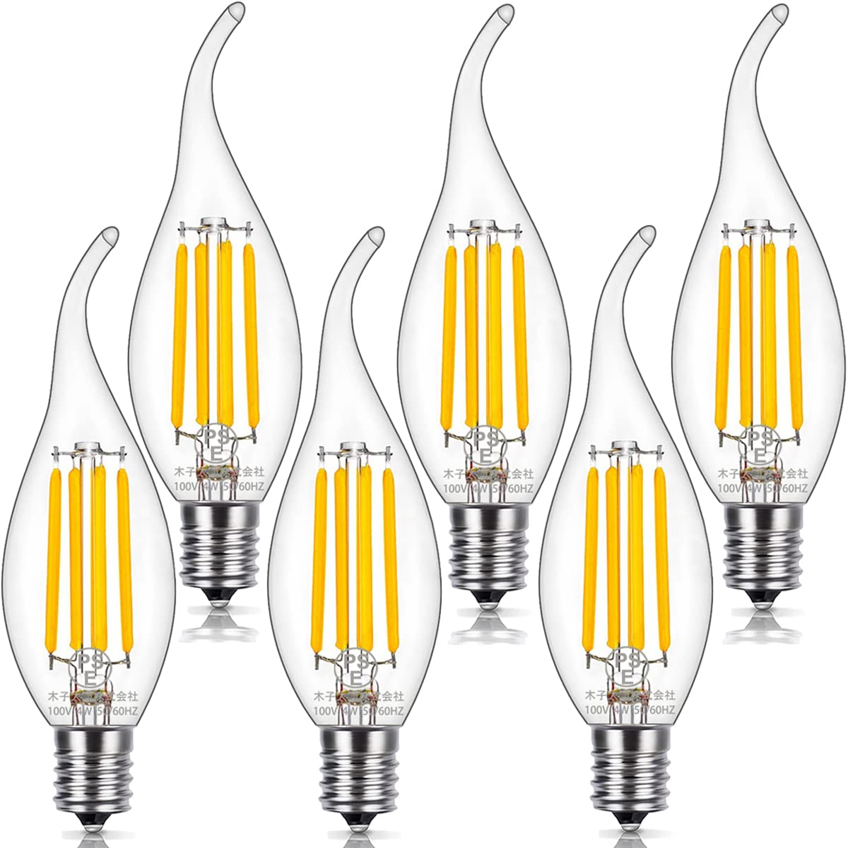

Acidea LED Filament Bulbs, C35, E17 Base, 4W Engine Bulb, Non-Dimmer Compatible, PSE Certified, 2700K Warm White, Equivalent to a 40W Incandescent