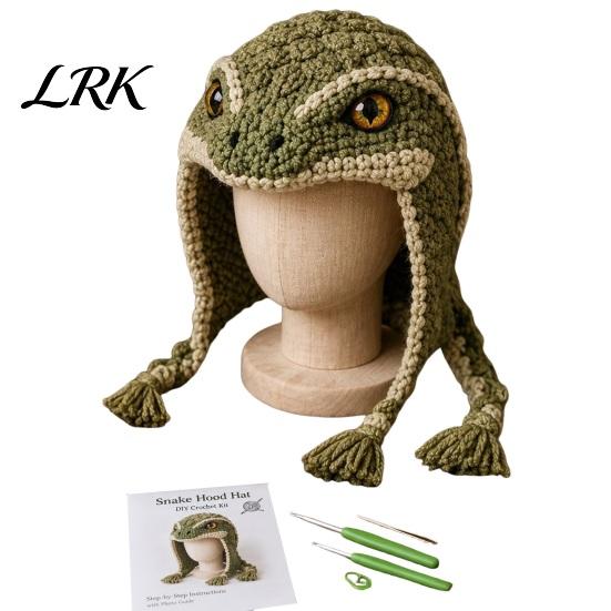 DIY Craft Project for Kids Animal Hood Hat Crochet Kit, Earflap Weekend Cute Kit Beginners, Handmade Winter Headwear Soft Yarn Making