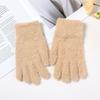 New Winter Women's Fleece-Lined Warm Outdoor Cycling Solid Color Finger-Design Touchscreen Convertible Knit Gloves