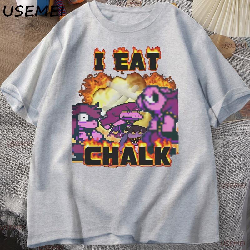 I Eat Chalk Deltarune Game Tshirt for Unisex Women Causal Funny Short Sleeve Round Neck Tshirt Streetwear Male Graphic T Shirts