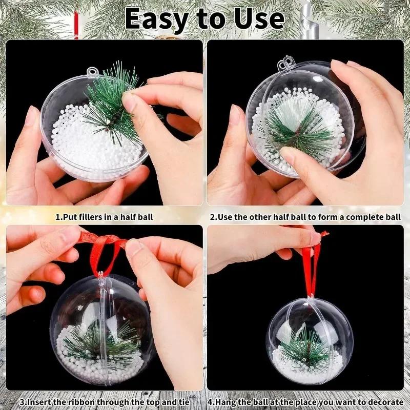 Christmas Transparent Balls Hanging Pendants For Xmas Tree Plastic Hollow Ball Ornaments Wedding Party Home Decoration Supplies