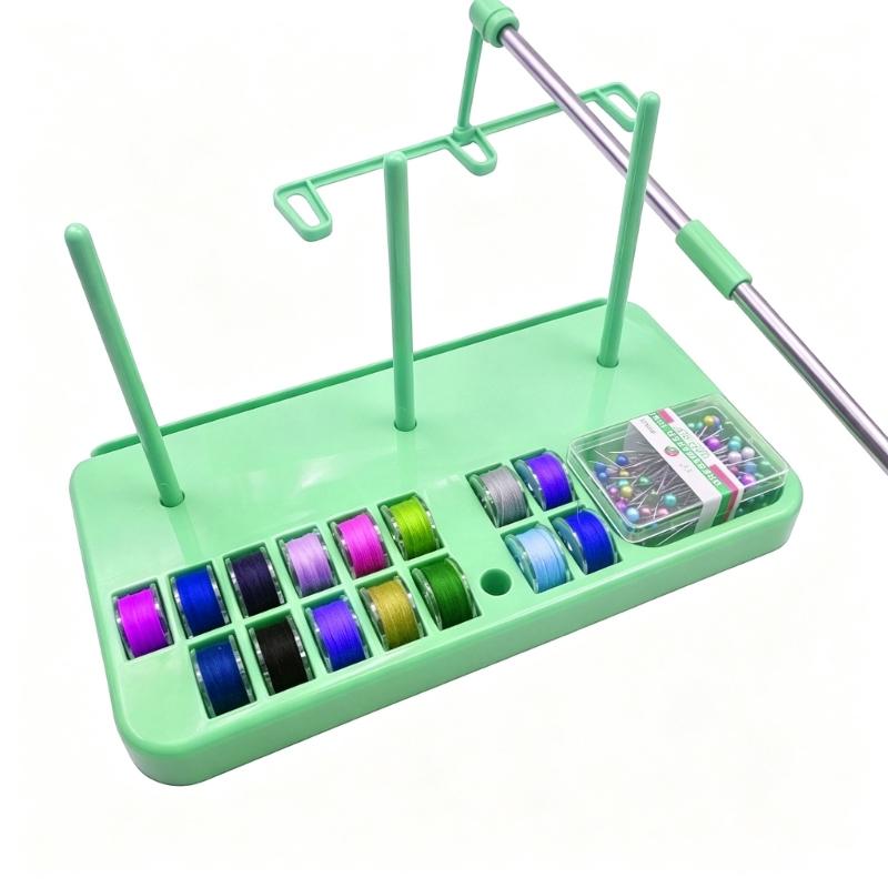 Three Thread Sewing Guide Stand with Detachable Base, Plastic and Metal Frame for Fabric Craft and Home Sewing