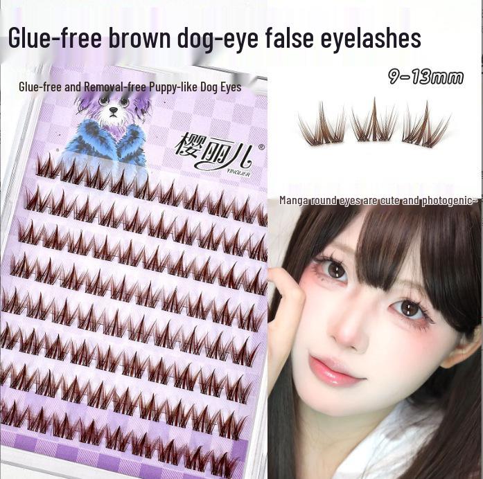 Ying Lier Natural Cluster Fox-Eye Eyelashes - Beginner-Friendly and Glue-Free