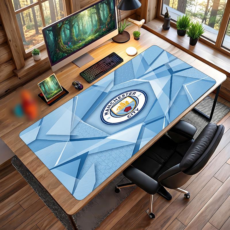 Duża Podkładka pod Mysz z Nadrukiem Manchester City, Antypoślizgowa Miękka Gumowa Mata na Biurko do Gier, Dekoracja do Biura, na Laptopa, Komputer