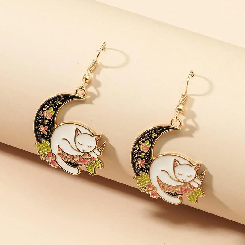 Trendy Cute Animal Drop Dangle Earrings For Women Girls Cat Rabbit Koi Dragon Colorful Enamel Golor Color Earrings Pendientes