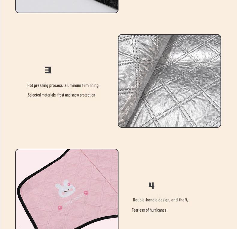 Blue Rain Cartoon Car Snow Shield: Frost & Anti-snow Windshield Protector with Tulip & Little Rabbit Design
