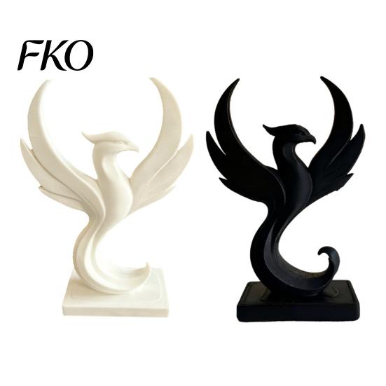 3D Printed Phoenix Decor Figurine Modern Minimalist Abstract Statue Desktop Sculpture Decoration for Home Office Living Room Whtie