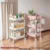 Floor-Standing Multi-Layer Movable Trolley Rack with Double Handles for Baby Supplies Storage.