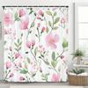 Rosebud Shower Curtain, Floral Plants, Spring Bathroom Decorative Shower Curtain, Waterproof Shower Curtain With Hooks