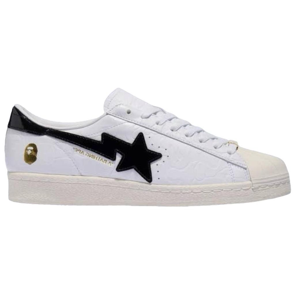 BAPE x adidas Superstar Blanc Vintage Noir Baskets Unisexe Blanc Nuage Noir Principal Blanc Cassé JR2701
