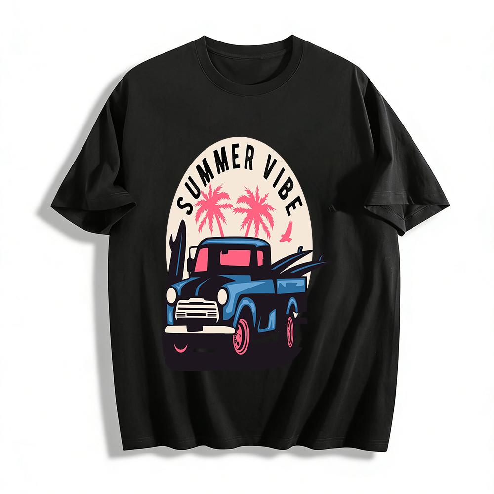Summer Vibe Retro Surf Truck Print Casual Vacation Unisex T-Shirt Pure cotton T-shirt XXS