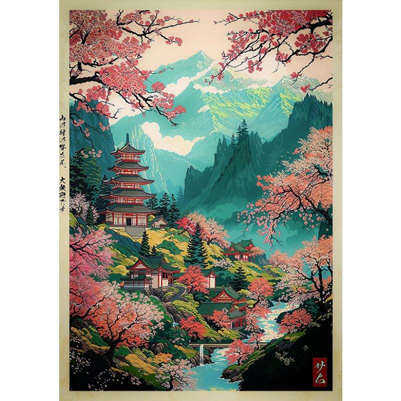 Tokyo Landscape Anime Illustration Print Japanese Night Scene Poster Fuji Vintage Painting Style Art Decor Canvas Wall Art Retro