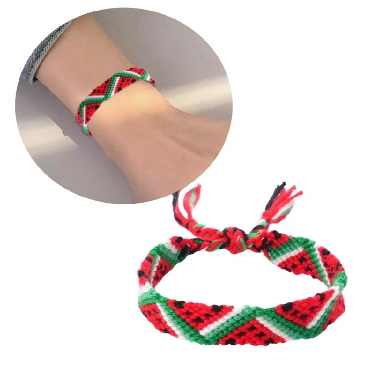 Cotton Rope Bracelet Adjustable Bracelet Unique Watermelon Pattern Bracelet Handmade Bracelet for Fashion Enthusiasts