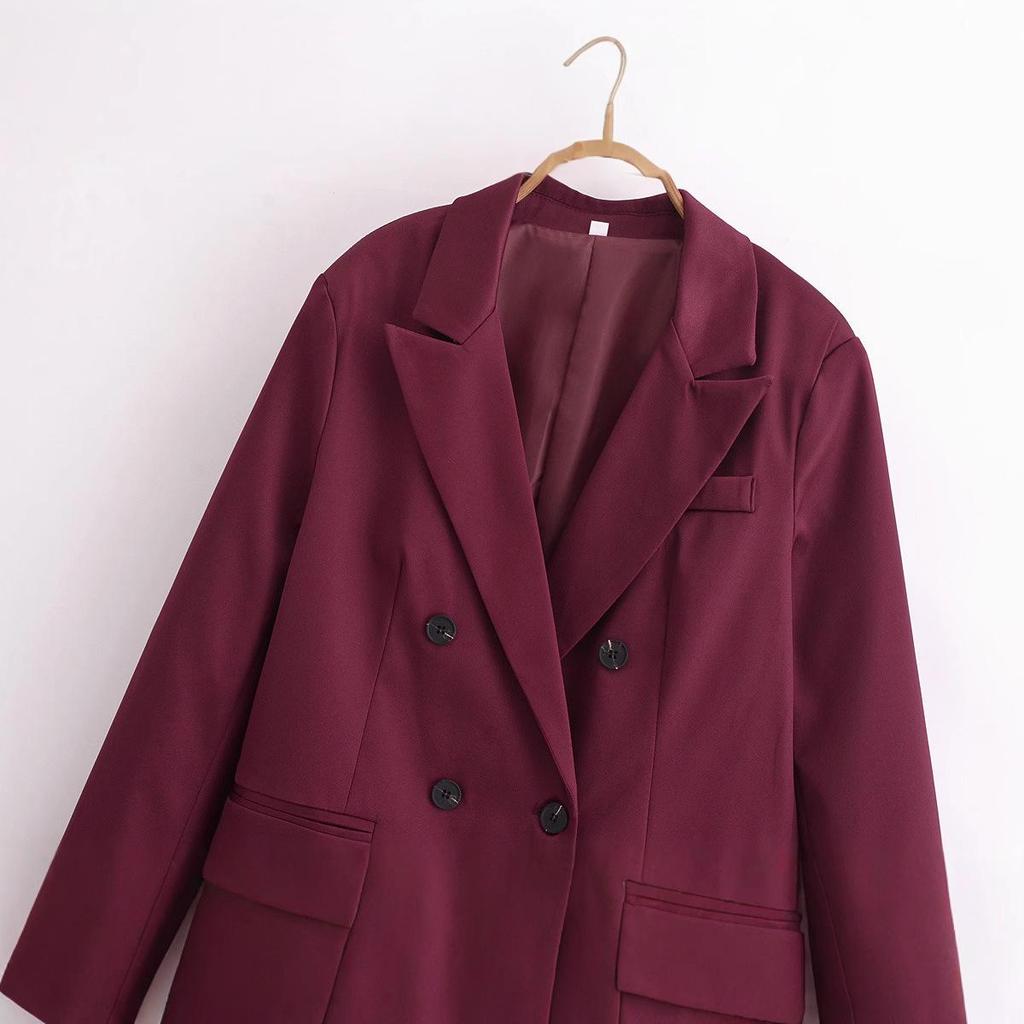 Spring 2025 Women's European & American Style Double-Breasted Suit with Casual Pants